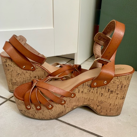 Mossimo Cognac Erie Cork Style Wedge Strappy Sandals SIZE 10 - Picture 9 of 14